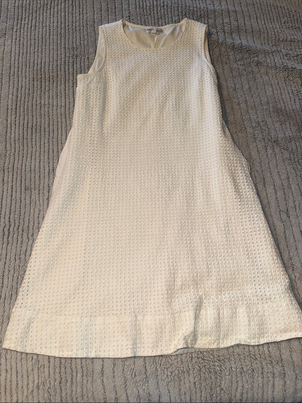 Maternity Sleeveless Ivory Eyelet Shift Dress